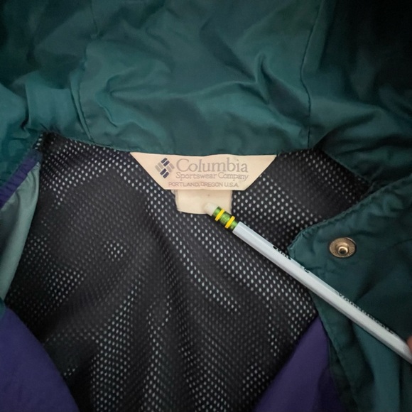 🛶🌈🌲Columbia Vintage Anorak Windbreaker Jacket. Teal, bluish purple. - Picture 13 of 13